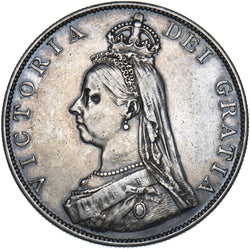 1887 Double Florin (Roman 1) - Victoria British Silver Coin - Nice
