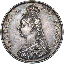 1887 Double Florin (Arabic 1) - Victoria British Silver Coin - Very Nice