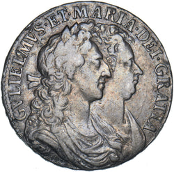 1689 Halfcrown (L Over M) - William & Mary British Silver Coin - Nice