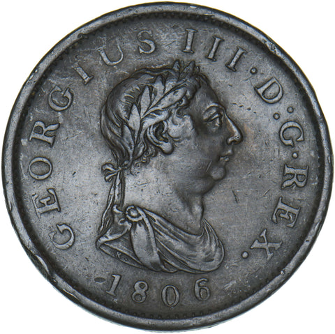 1806 Penny - George III British Copper Coin - Nice
