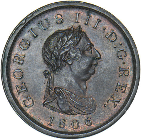 1806 Penny - George III British Copper Coin - Very Nice