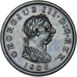 1806 Penny - George III British Copper Coin - Very Nice