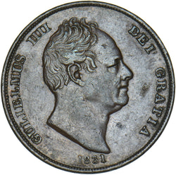 1831 Penny (No W.W) - William IV British Copper Coin - Very Nice