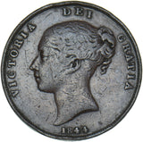 1844 Penny - Victoria British Copper Coin