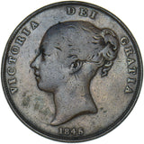 1845 Penny - Victoria British Copper Coin