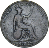 1846 Penny (Near Colon) - Victoria British Copper Coin