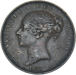 1853 Penny (OT) - Victoria British Copper Coin