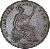 1857 Penny (Obv. Graffiti, 5 Over 5) - Victoria British Copper Coin