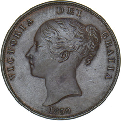 1859 Penny - Victoria British Copper Coin - Very Nice