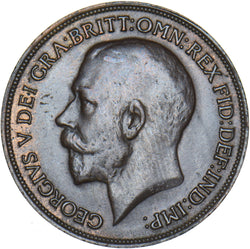 1913 Penny - George V British Bronze Coin - Very Nice