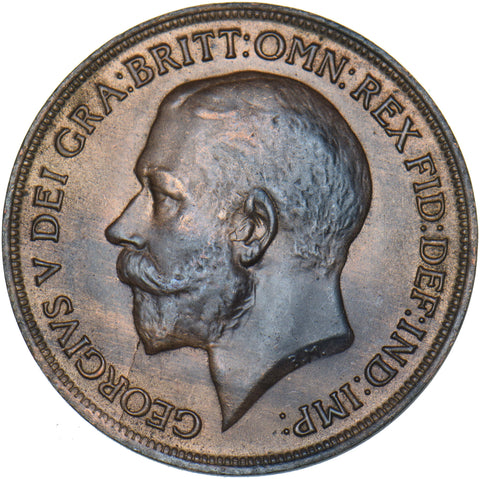 1919 Penny - George V British Bronze Coin - Very Nice