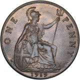 1919 Penny - George V British Bronze Coin - Very Nice