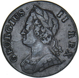 1743 Halfpenny - George II British Copper Coin - Nice