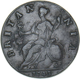 1743 Halfpenny - George II British Copper Coin - Nice