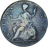 1775 Halfpenny - George III British Copper Coin
