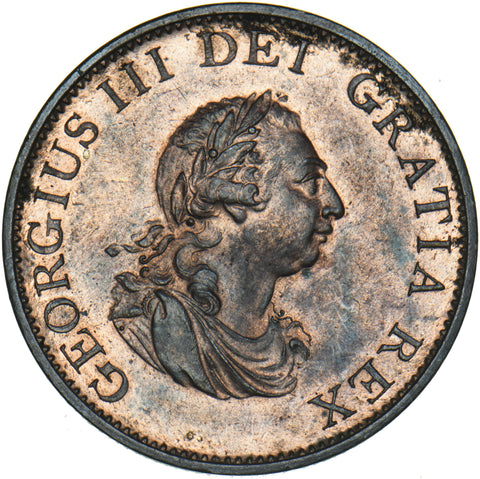 1799 Halfpenny - George III British Copper Coin - Superb
