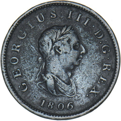1806 Halfpenny - George III British Copper Coin