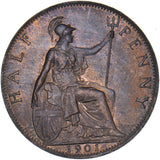 1901 Halfpenny - Victoria British Bronze Coin - Very Nice