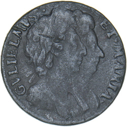1694 Farthing - William & Mary British Copper Coin