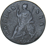 1694 Farthing - William & Mary British Copper Coin