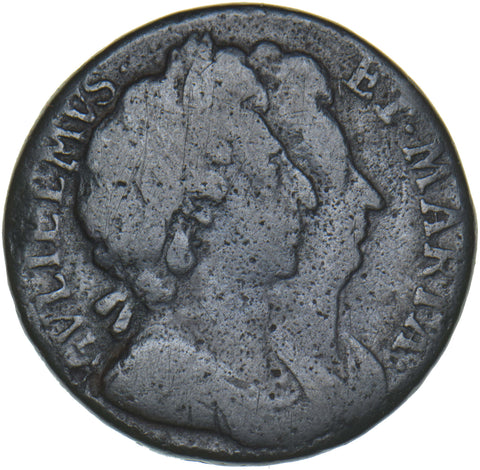1694 Farthing - William & Mary British Copper Coin