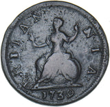 1739 Farthing - George II British Copper Coin