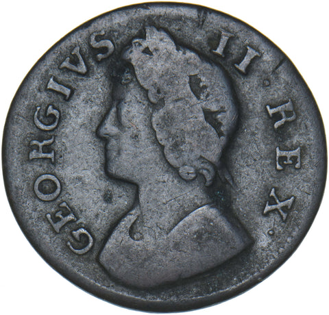 1739 Farthing - George II British Copper Coin