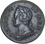 1754 Farthing - George II British Copper Coin - Very Nice