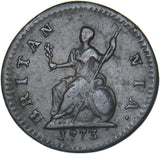 1773 Farthing - George III British Copper Coin - Nice