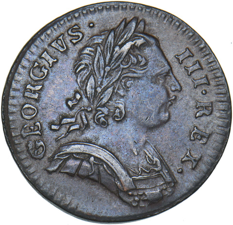 1774 Farthing - George III British Copper Coin - Very Nice