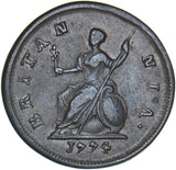 1774 Farthing - George III British Copper Coin - Very Nice