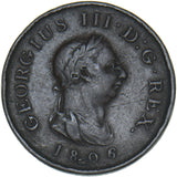 1806 Farthing - George III British Copper Coin