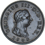 1806 Farthing - George III British Copper Coin - Nice