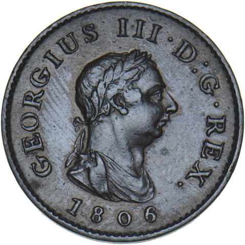 1806 Farthing - George III British Copper Coin - Nice