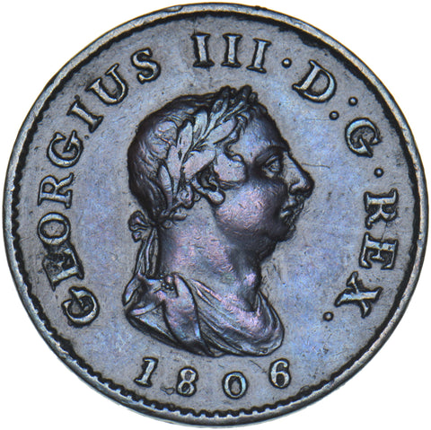 1806 Farthing - George III British Copper Coin - Nice