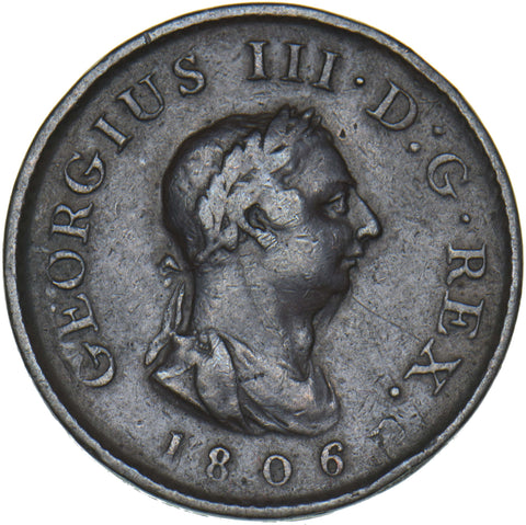 1806 Farthing - George III British Copper Coin