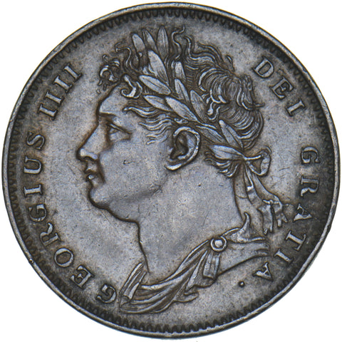 1822 Farthing - George IV British Copper Coin - Very Nice