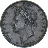 1830 Farthing - George IV British Copper Coin - Nice