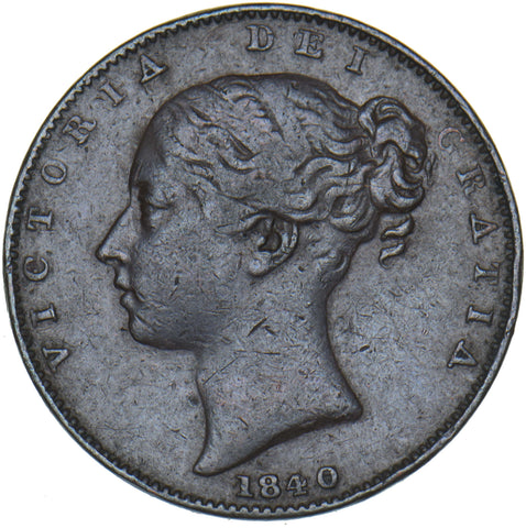 1840 Farthing - Victoria British Copper Coin - Nice