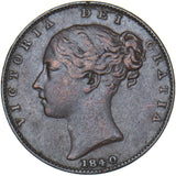 1840 Farthing - Victoria British Copper Coin - Nice