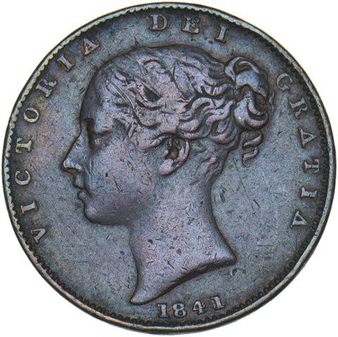 1841 Farthing - Victoria British Copper Coin