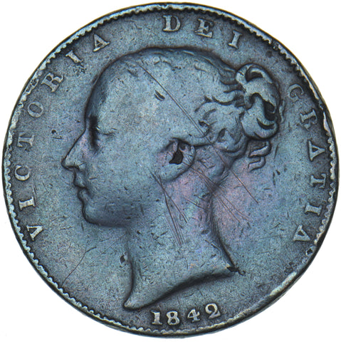 1842 Farthing - Victoria British Copper Coin