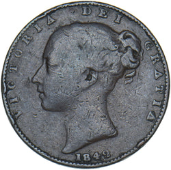 1842 Farthing - Victoria British Copper Coin