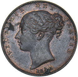 1843 Farthing - Victoria British Copper Coin - Very Nice