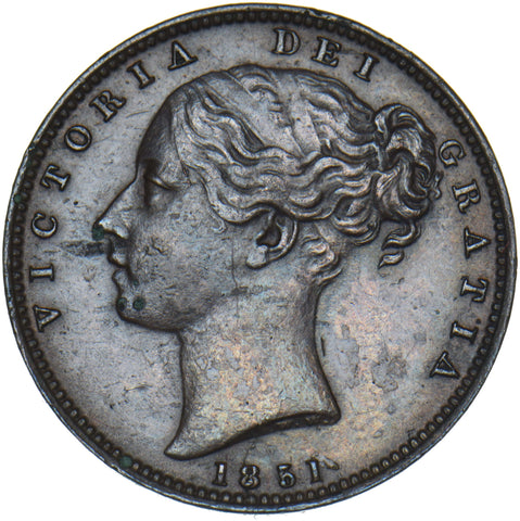 1851 Farthing - Victoria British Copper Coin - Nice