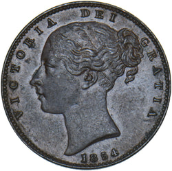 1854 Farthing - Victoria British Copper Coin - Very Nice