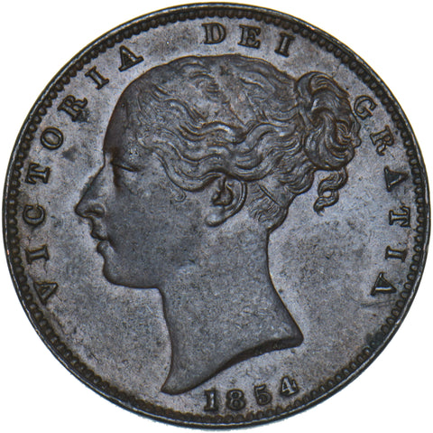 1854 Farthing - Victoria British Copper Coin - Very Nice