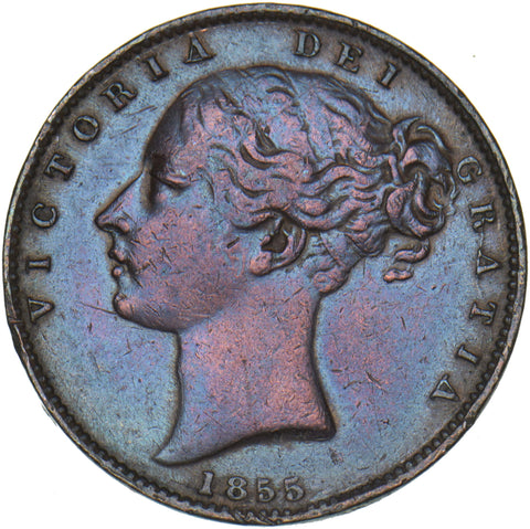 1855 Farthing - Victoria British Copper Coin - Nice