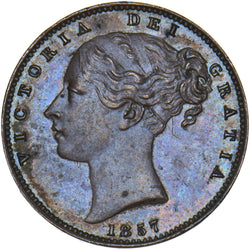 1857 Farthing - Victoria British Copper Coin - Very Nice