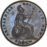 1857 Farthing - Victoria British Copper Coin - Very Nice